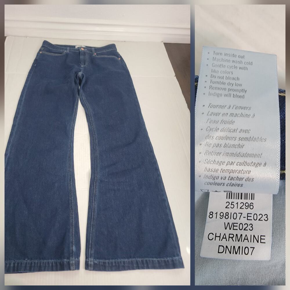 Paige Jeans Womens 29x34 Wide Leg Dark Wash Pockets Denim Charmaine High Rise